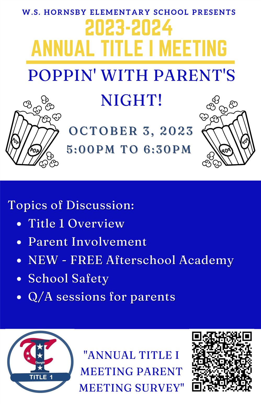 Poppin's With Parent's Title I Flyer